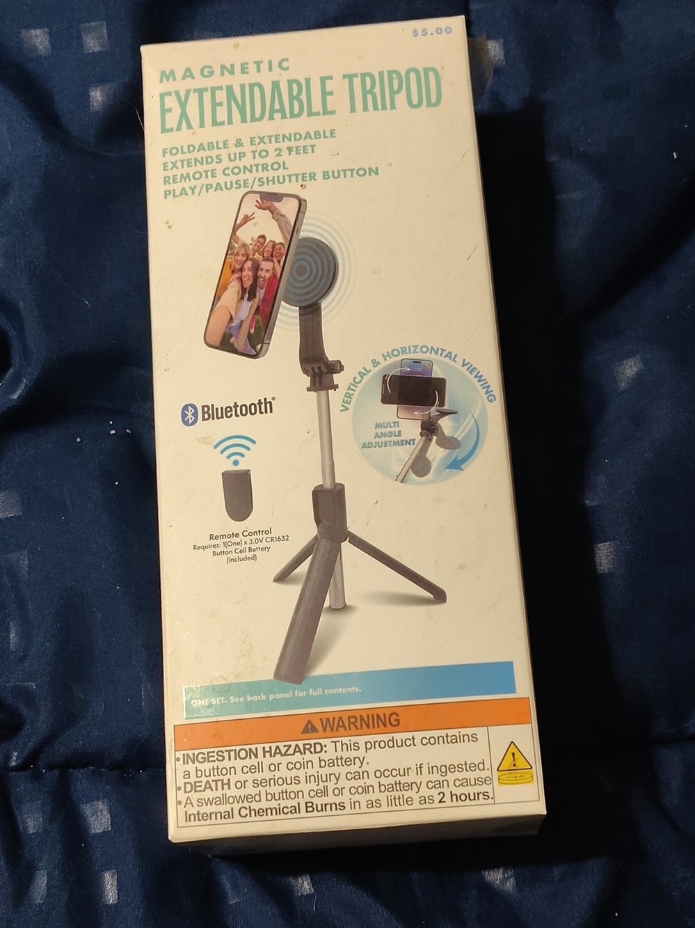 Magnetic Extendable Tripod Phone Mount - White/Grey